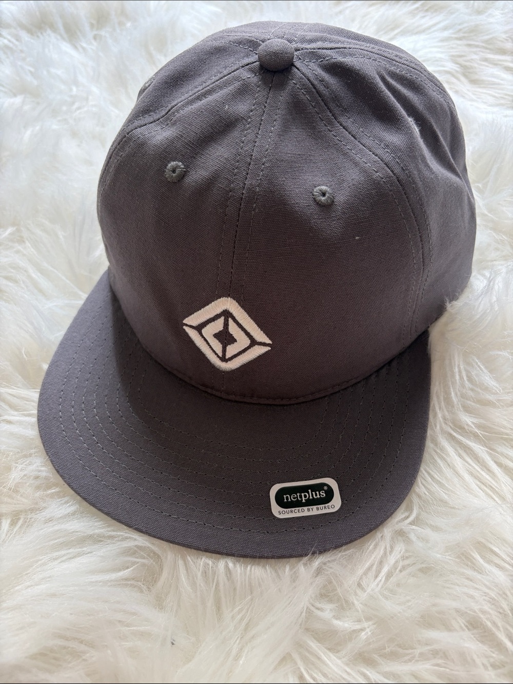 Netplus Gray Cotton Baseball Cap with Embroidered Logo